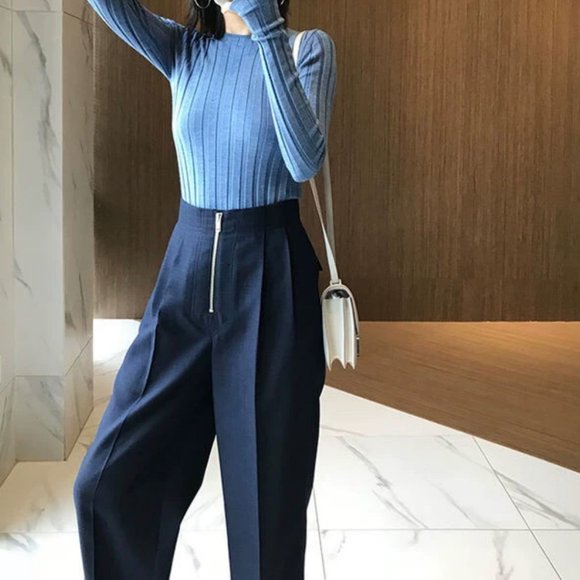 Old Celine-style zipper front tailored trousers size 26 medium - Picture 3 of 9